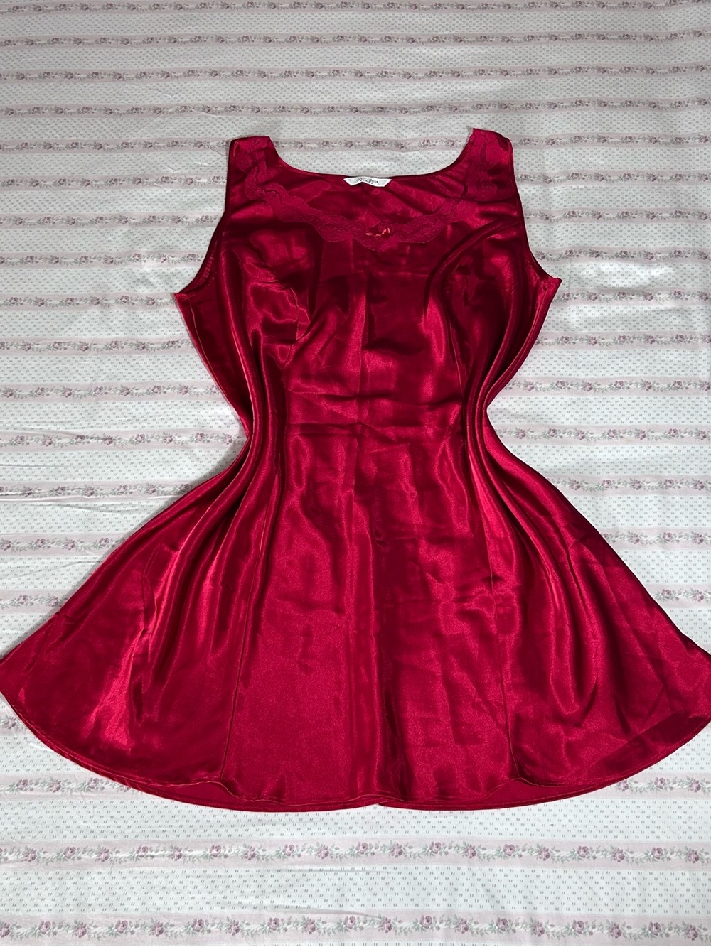 delicates Red Satin Fit & Flare Mini Dress